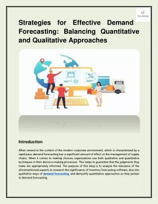Strategies for Effective Demand Forecasting Balancing Quantitative and Qualitati