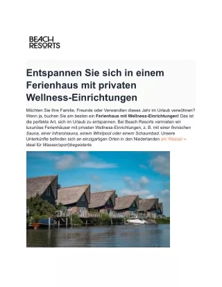 Ferienhaus am Wasser mit Wellness