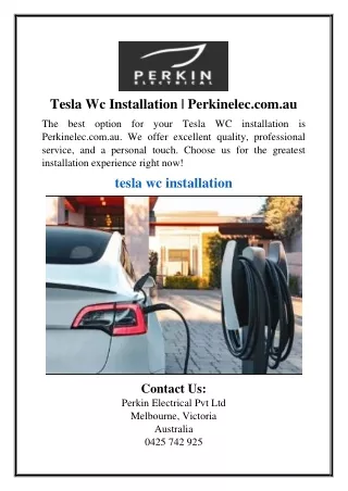 Tesla Wc Installation | Perkinelec.com.au
