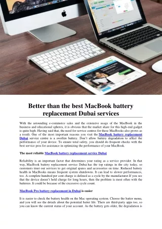 Better than the best MacBook battery replacement Dubai services