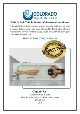 Walk In Bath Tubs In Denver | Coloradowalkinbath.com