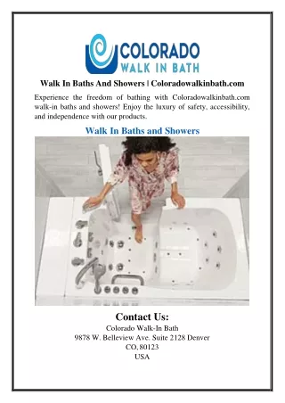 Walk In Baths And Showers | Coloradowalkinbath.com