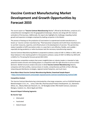Vaccine Contract Manufacturing Market