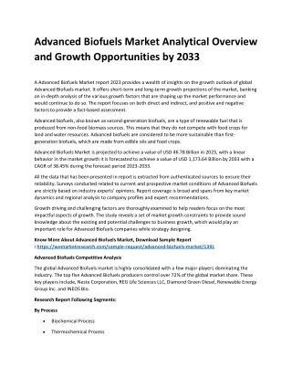Advanced Biofuels Market