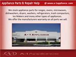 Get original Appliance Parts from A-1 Appliance