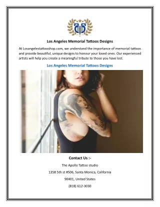 Los Angeles Memorial Tattoos Designs | Losangelestattooshop.com