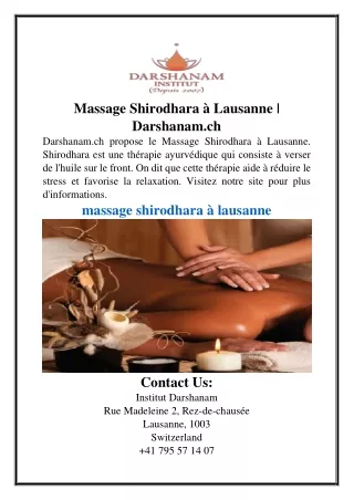 Massage Shirodhara à Lausanne | Darshanam.ch