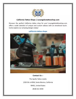 California Tattoo Shops | Losangelestattooshop.com