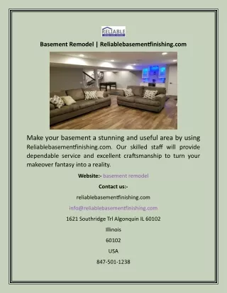 Basement Remodel  Reliablebasementfinishing