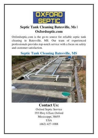 Septic Tank Cleaning Batesville, Ms | Oxfordseptic.com