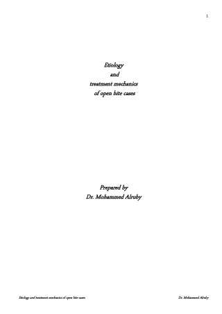 etiology and treatment mechanics of open bite cases