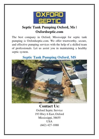 Septic Tank Pumping Oxford, Ms | Oxfordseptic.com