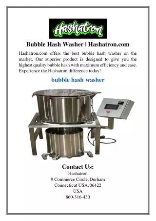 Bubble Hash Washer | Hashatron.com
