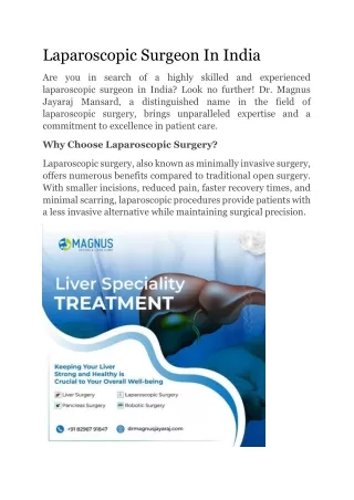 Laparoscopic Surgeon In India