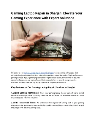 Gaming Laptop Repair in Sharjah