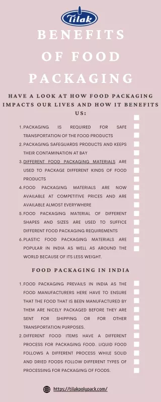 BENEFITS OF FOOD PACKAGING