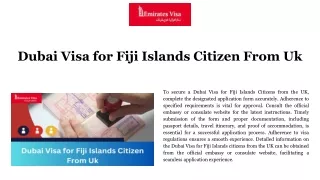 Dubai Visa for Fiji Islands Citizens from the UK