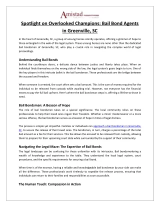 Spotlight on Overlooked Champions Bail Bond Agents in Greenville, SC