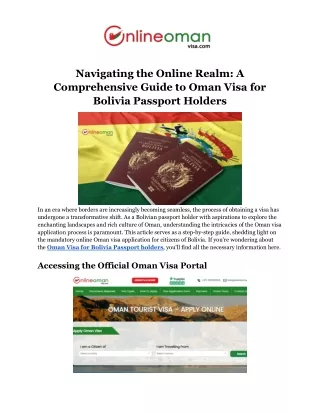 Oman Visa for Bolivia Passport Holders