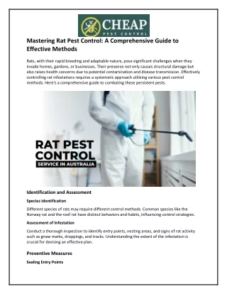 Mastering Rat Pest Control: A Comprehensive Guide to Effective Methods