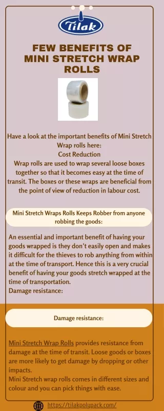 FEW BENEFITS OF MINI STRETCH WRAP ROLLS