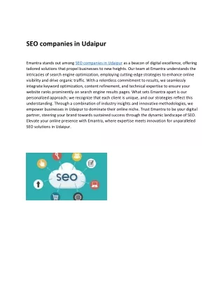 SEO companies in Udaipur