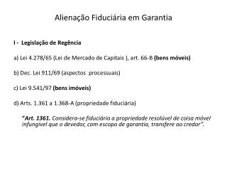 Alienação Fiduciária em Garantia