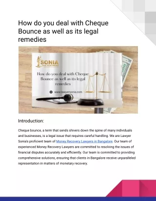 How do you deal with Cheque Bounce as well as its legal remedies