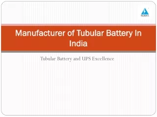 Manufacturer of Tubular Battery In India PPT