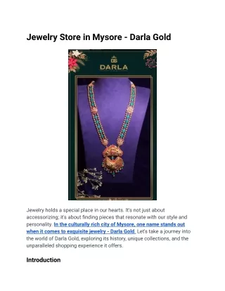 Jewelry Store in Mysore - Darla Gold