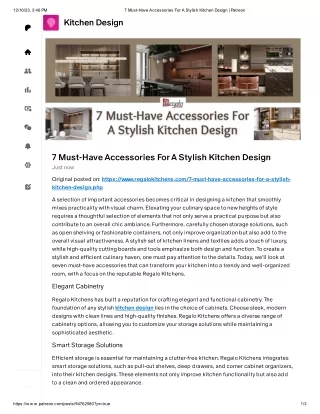 7 Must-Have Accessories For A Stylish Kitchen Design