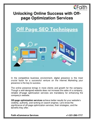 Unlocking Online Success with Off-page Optimization Services