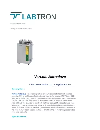 Vertical Autoclave