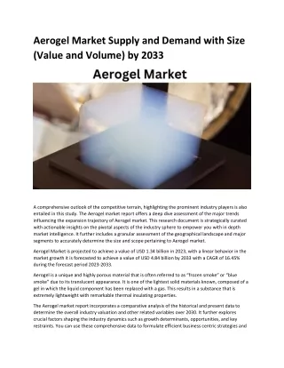Aerogel Market