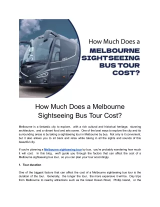 Melbourne Sightseeing Bus Tour Cost Overview