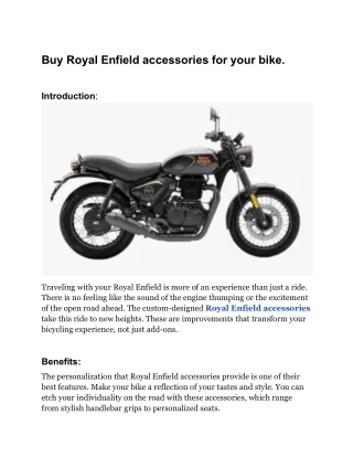 Buy Royal Enfield accessories for your bike