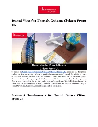 Dubai Visa for French Guiana Citizen From Uk