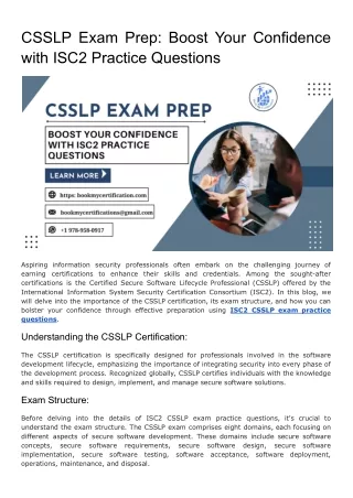 CSSLP Exam Prep_ Boost Your Confidence with ISC2 Practice Questions