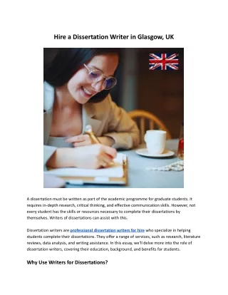 Hire a Dissertation Writer in Glasgow, UK