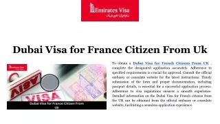 Dubai Visa for French Citizens From UK