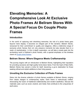 Elevating Memories_ A Comprehensive Look at Exclusive Photo Frames at Beliram Stores with a Special Focus on Couple Phot