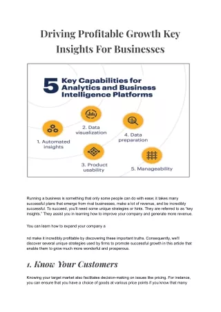 Key Insights for Driving Profitable Growth in Business