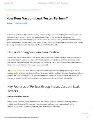 How Does Vacuum Leak Tester Perform?