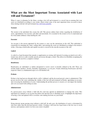 What are the Most Important Terms Associated with Last will and Testament