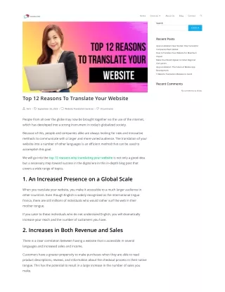 Top 12 Reasons To Translate Your Website