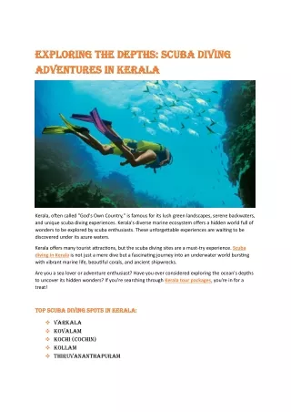 Exploring the Depths- Scuba Diving Adventures in Kerala