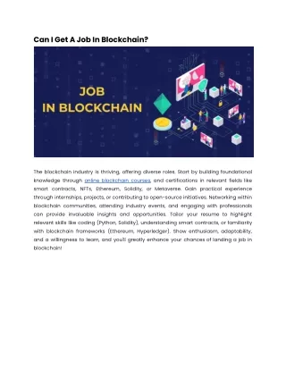 Can I Get A Job In Blockchain_