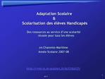 Adaptation Scolaire Scolarisation des l ves Handicap s