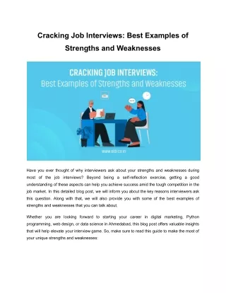 Cracking Job Interviews_ Best Examples of Strengths and Weaknesses