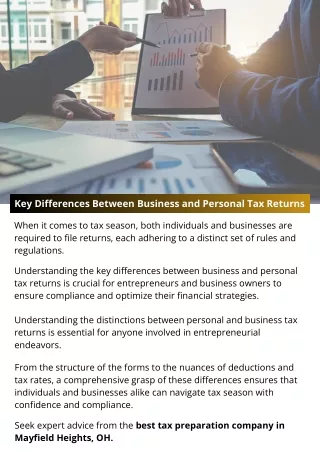 Key Differences Between Business and Personal Tax Returns